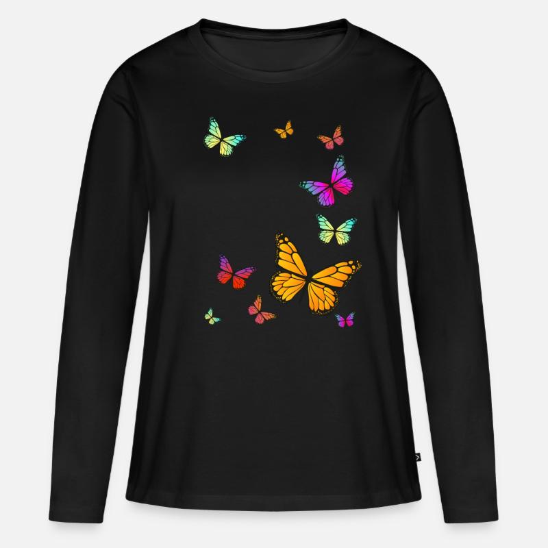 Schmetterlinge Flügel - Frauen Premium Bio Langarmshirt - Schwarz
