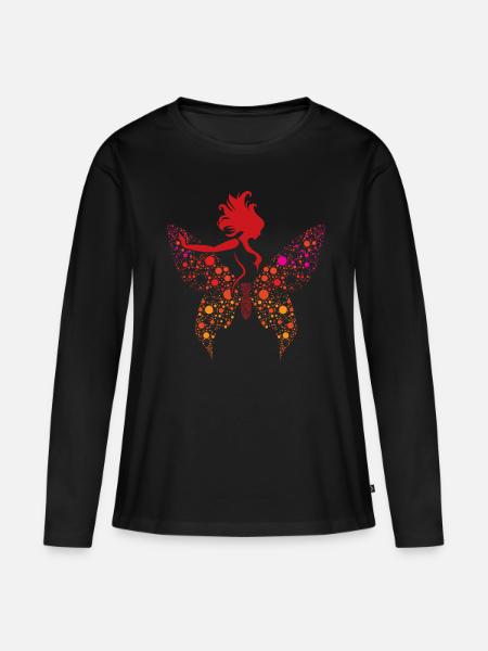 Schmetterling Frau Eleganz - Frauen Premium Bio Langarmshirt - Schwarz