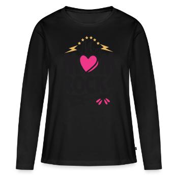 Fête des mères maman maman musique cadeau de guitare - T-shirt manches longues Premium bio Femme - noir - Devant - Julia (174cm)