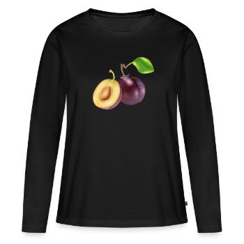 Prune prune image cadeau idée - T-shirt manches longues Premium bio Femme - noir - Devant - Julia (174cm)