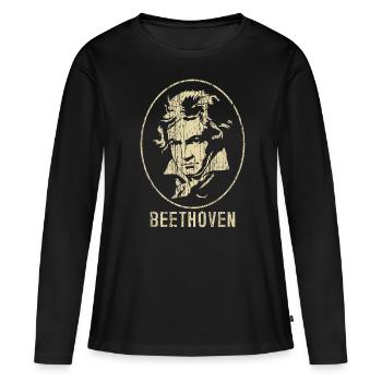 Beethoven - T-shirt manches longues Premium bio Femme - noir - Devant - Julia (174cm)