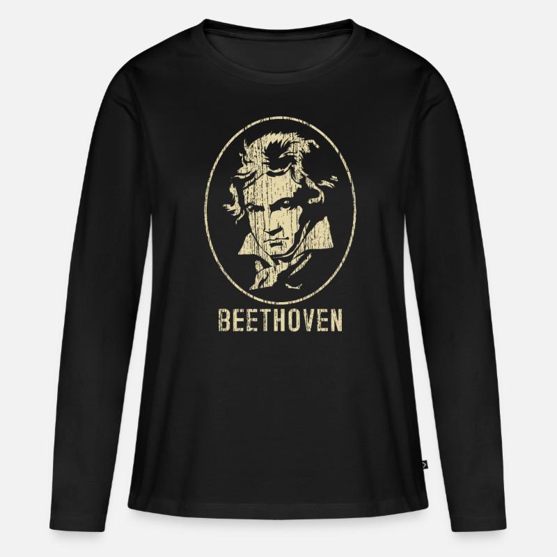 Beethoven - Frauen Premium Bio Langarmshirt - Schwarz