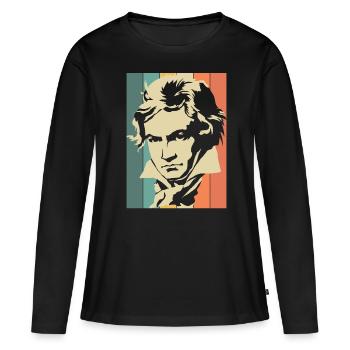Beethoven - T-shirt manches longues Premium bio Femme - noir - Devant - Julia (174cm)