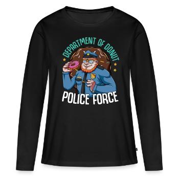 Donuts Bonbons Police Police Policier Glaçage - T-shirt manches longues Premium bio Femme - noir - Devant - Julia (174cm)