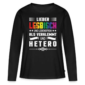 Lesbisch LGBT Lesbe - Frauen Premium Bio Langarmshirt - Schwarz - Vorne - Julia (174cm)