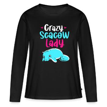Laque de dugong sanglier Sirenia Manatee - T-shirt manches longues Premium bio Femme - noir - Devant - Julia (174cm)