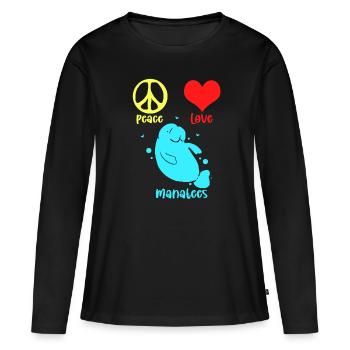 Laque de dugong sanglier Sirenia Manatee - T-shirt manches longues Premium bio Femme - noir - Devant - Julia (174cm)