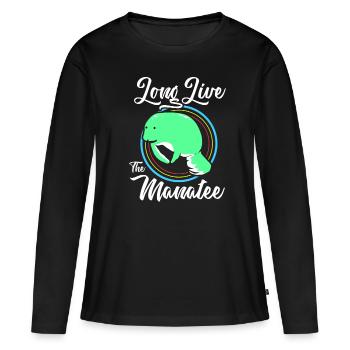Laque de dugong sanglier Sirenia Manatee - T-shirt manches longues Premium bio Femme - noir - Devant - Julia (174cm)