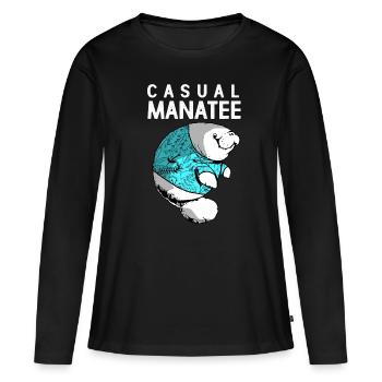 Laque de dugong sanglier Sirenia Manatee - T-shirt manches longues Premium bio Femme - noir - Devant - Julia (174cm)
