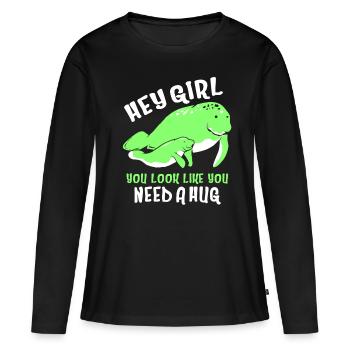 Laque de dugong sanglier Sirenia Manatee - T-shirt manches longues Premium bio Femme - noir - Devant - Julia (174cm)
