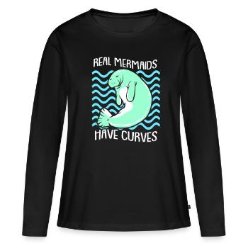 Laque de dugong sanglier Sirenia Manatee - T-shirt manches longues Premium bio Femme - noir - Devant - Julia (174cm)