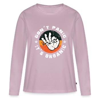 Cannabis Gras Kiffer Retro Cadeau - T-shirt manches longues Premium bio Femme - rose poudré - Devant - Julia (174cm)