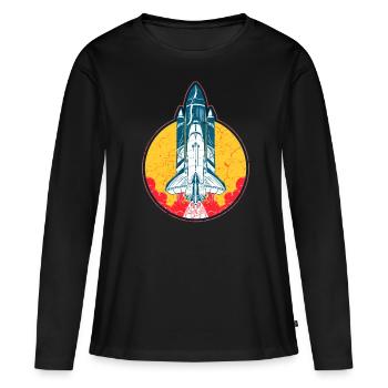 Navette spatiale Vaisseau spatial Space Galaxy Space - T-shirt manches longues Premium bio Femme - noir - Devant - Julia (174cm)