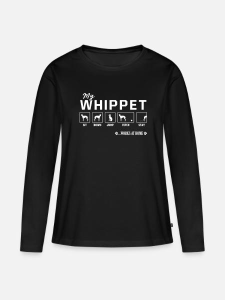 Whippet Windhund - Frauen Premium Bio Langarmshirt - Schwarz