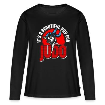 Passion du judo - T-shirt manches longues Premium bio Femme - noir - Devant - Julia (174cm)