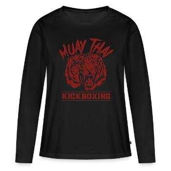 Muay Thai - T-shirt manches longues Premium bio Femme - noir - Devant - Julia (174cm)