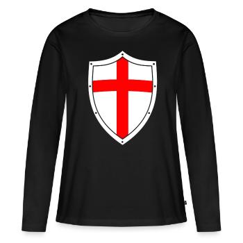 Croisé Shild Deus Vult shirt cadeau - T-shirt manches longues Premium bio Femme - noir - Devant - Julia (174cm)