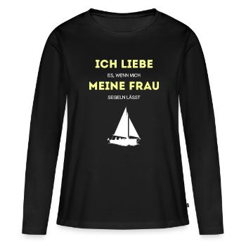 Segeln Segler lustiger Spruch Anker - Frauen Premium Bio Langarmshirt - Schwarz - Vorne - Julia (174cm)