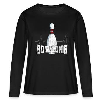 Cadeau de sport bowling quilles - T-shirt manches longues Premium bio Femme - noir - Devant - Julia (174cm)