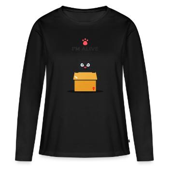Schrödingers Katze lustiger Spruch Physik Wissensc - Frauen Premium Bio Langarmshirt - Schwarz - Vorne - Julia (174cm)