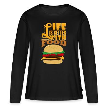 hamburger - T-shirt manches longues Premium bio Femme - noir - Devant - Julia (174cm)
