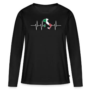 Battements de coeur Italie cadeau patriote patrie Puls - T-shirt manches longues Premium bio Femme - noir - Devant - Julia (174cm)