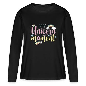 Licorne Licorne - T-shirt manches longues Premium bio Femme - noir - Devant - Julia (174cm)