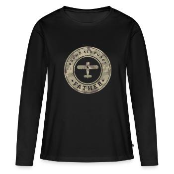 Armée de l'air - T-shirt manches longues Premium bio Femme - noir - Devant - Julia (174cm)