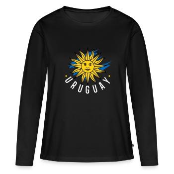 Uruguay - T-shirt manches longues Premium bio Femme - noir - Devant - Julia (174cm)