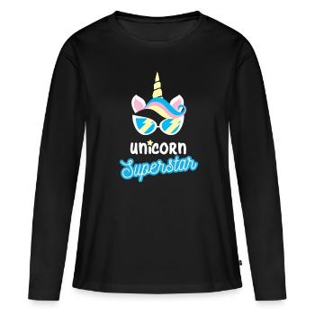 Licorne Licorne - T-shirt manches longues Premium bio Femme - noir - Devant - Julia (174cm)
