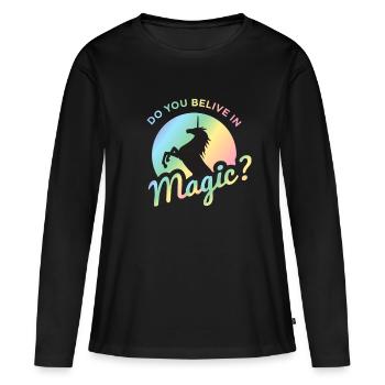 Licorne Licorne - T-shirt manches longues Premium bio Femme - noir - Devant - Julia (174cm)