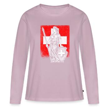 Switzerland Helvetia Patriot Swiss Cross Gift - Women's Premium Organic Long Sleeve Shirt - dusky pink - Front - Julia (174cm)