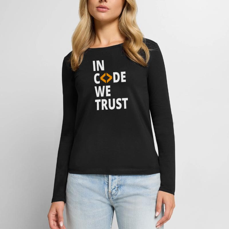 In code we trust Programmierer Geek Coding Nerd Frauen Premium Bio Langarmshirt