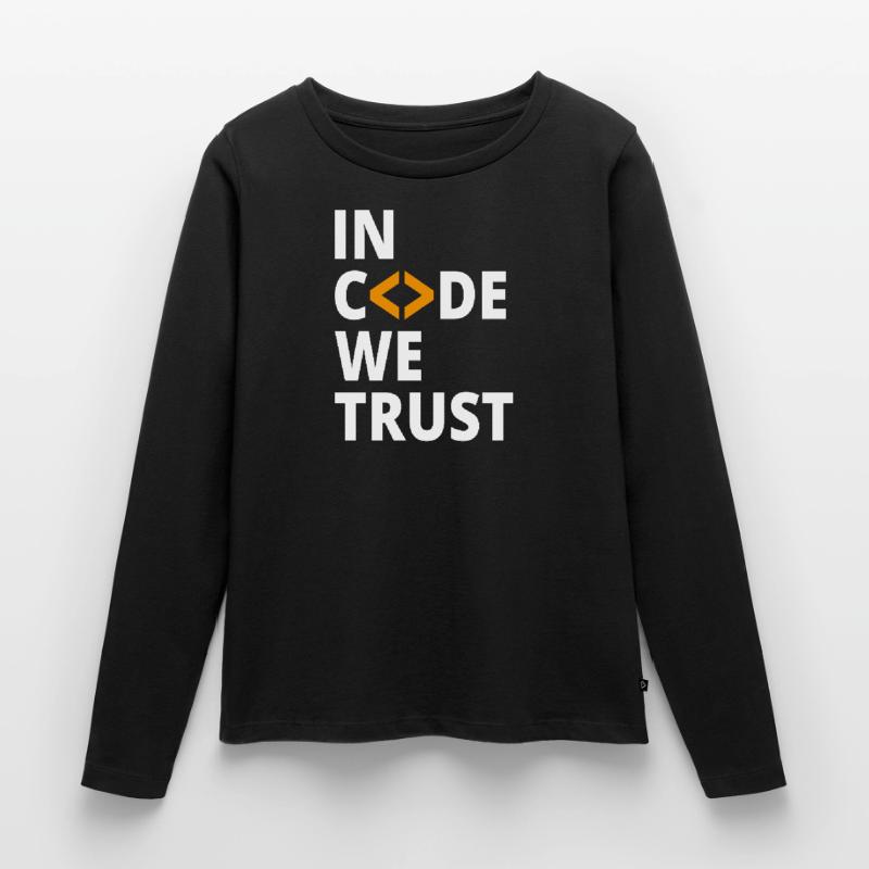 In code we trust Programmierer Geek Coding Nerd Frauen Premium Bio Langarmshirt