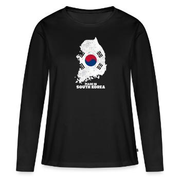 Südkorea Land Asien - Frauen Premium Bio Langarmshirt - Schwarz - Vorne - Julia (174cm)