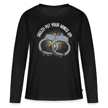 police - T-shirt manches longues Premium bio Femme - noir - Devant - Julia (174cm)