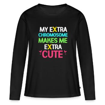 Syndrome de Down - T-shirt manches longues Premium bio Femme - noir - Devant - Julia (174cm)