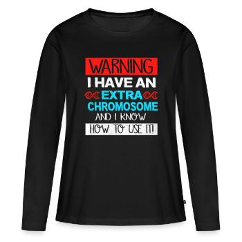 Syndrome de Down - T-shirt manches longues Premium bio Femme - noir - Devant - Julia (174cm)