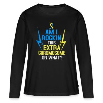Syndrome de Down - T-shirt manches longues Premium bio Femme - noir - Devant - Julia (174cm)