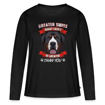 Großer Schweizer Sennen Greater Swiss Mountain Dog - Frauen Premium Bio Langarmshirt - Schwarz - Vorne - Julia (174cm)