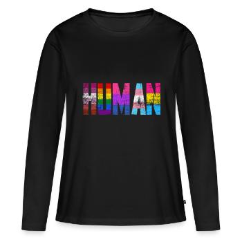 LGBT - T-shirt manches longues Premium bio Femme - noir - Devant - Julia (174cm)