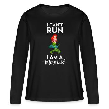 Je ne peux pas courir. JE SUIS UNE MERMAID! - T-shirt manches longues Premium bio Femme - noir - Devant - Julia (174cm)