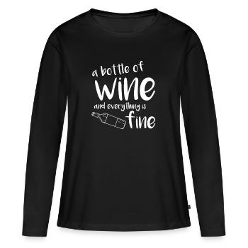 Bouteille de vin | Cadeau vin vin vin rouge - T-shirt manches longues Premium bio Femme - noir - Devant - Julia (174cm)
