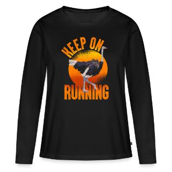 Autruche endurance course - T-shirt manches longues Premium bio Femme - noir - Devant - Julia (174cm)