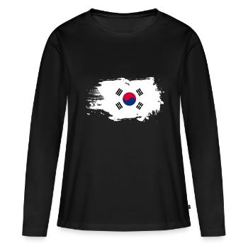 Corée du Sud Corée du Sud Armoiries d'Asie - T-shirt manches longues Premium bio Femme - noir - Devant - Julia (174cm)