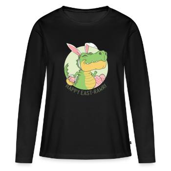 Joyeuses Pâques - Joyeux Est-Rawr - T-shirt manches longues Premium bio Femme - noir - Devant - Julia (174cm)