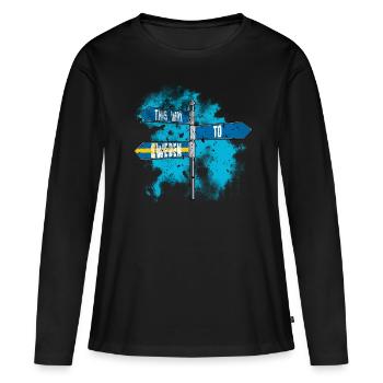 Suède - T-shirt manches longues Premium bio Femme - noir - Devant - Julia (174cm)