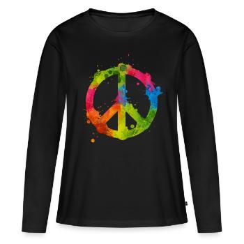 Symbole de paix - T-shirt manches longues Premium bio Femme - noir - Devant - Julia (174cm)