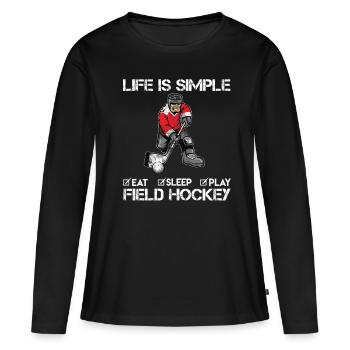 Field Hockey Floorball Player Sports Gift - Women's Premium Organic Long Sleeve Shirt - black - Front - Julia (174cm)