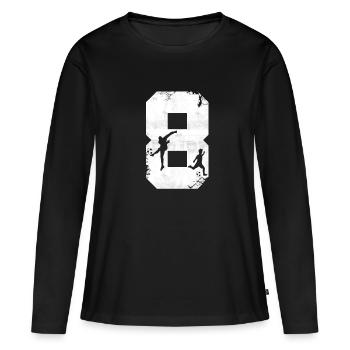 Fußball 8. Geburtstag 8 Jahre Geburtstagsgeschenk - Frauen Premium Bio Langarmshirt - Schwarz - Vorne - Julia (174cm)